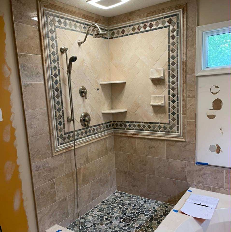 Modern Bathroom with Mosaic Floor